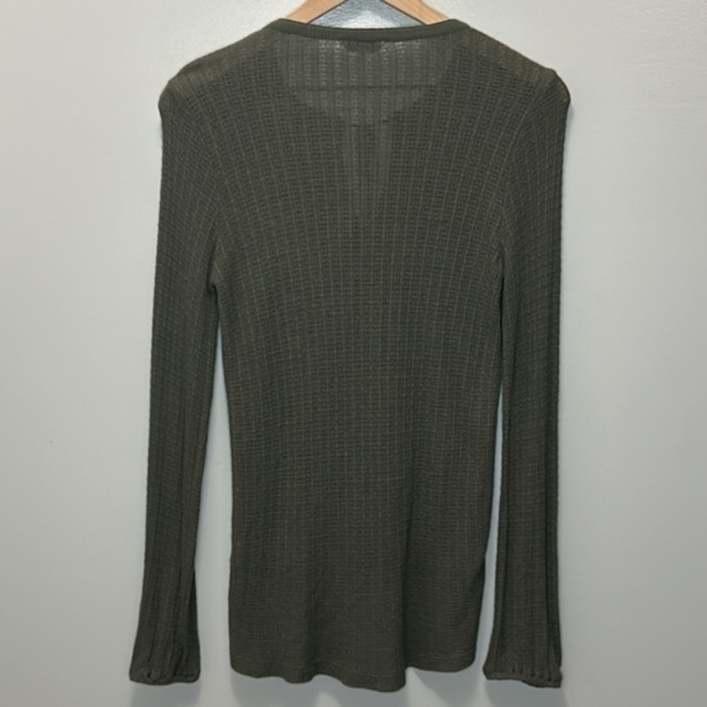 Lucky Brand Drop Needle Top- Dark Aloe-Linen Blend- Women's Small - Picture 3 of 16